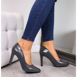 Escarpins laqués sur le poteau Sergio Leone W SK3P gris 2