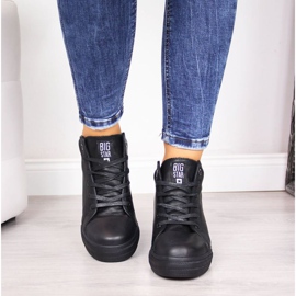 Baskets compensées noires Big Star W EE274127 le noir 2