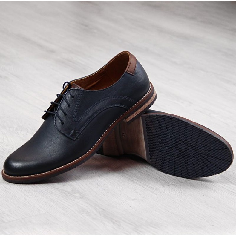 Chaussures en cuir Gregor M 1836 bleu marine 1