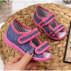 Chaussons d'intérieur Nazo TEX4B, bleu marine et rose 1