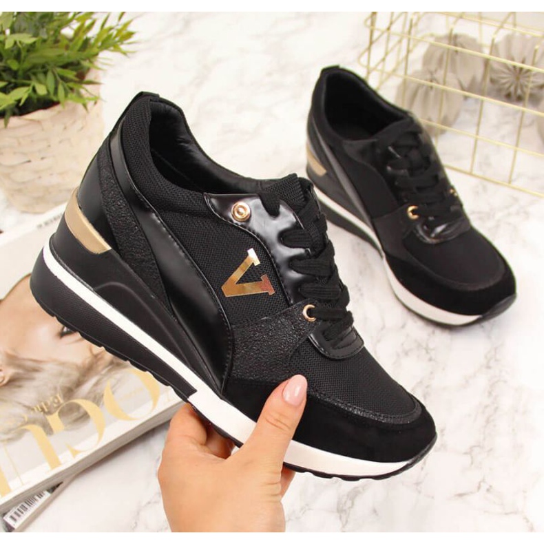 Baskets compensées Potocki W WM747A noir doré 1