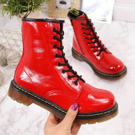 Bottines chaudes en cuir à lacets Filippo W PAW77D rouge 1
