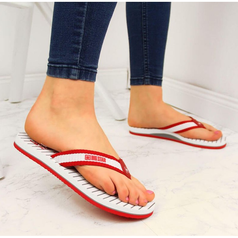 Big Star W DD274A249 tongs de plage rouges blanc 2