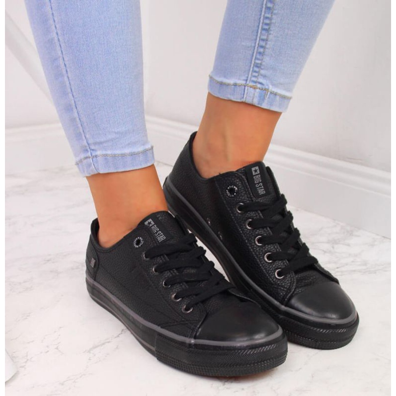 Baskets basses en cuir écologique Big Star II274002 W noir 2