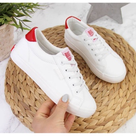 Baskets basses en cuir écologique Big Star Jr DD374134 blanc blanche brun 1