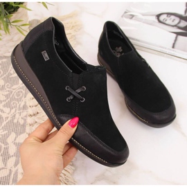 Chaussures en cuir avec un coin, noir W Rieker 44259 le noir 1