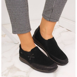 Chaussures en cuir avec un coin, noir W Rieker 44259 le noir 3