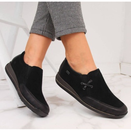 Chaussures en cuir avec un coin, noir W Rieker 44259 le noir 5