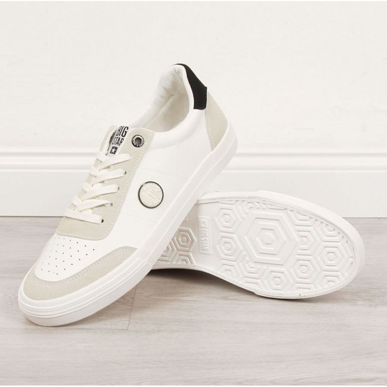 Baskets basses en cuir écologique Big Star M II174009 blanches 1