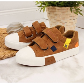 Baskets basses en cuir écologique Big Star Jr II374017 camel blanche 2