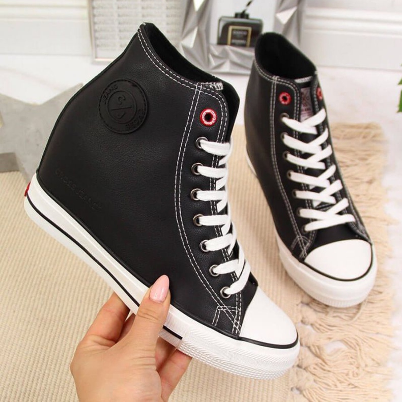 Baskets compensées Cross Jeans W II2R4025C noir blanche le noir 1