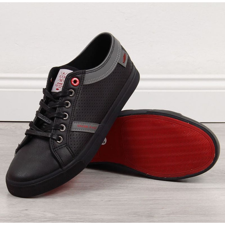 Baskets basses en cuir écologique Cross Jeans M II1R4004C noir 1