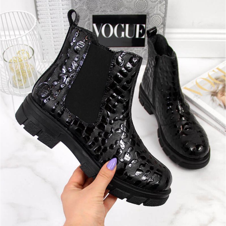 Bottes isolées en cuir Rieker W Z9152-00 noir blanche le noir 1