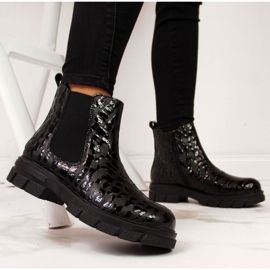 Bottes isolées en cuir Rieker W Z9152-00 noir blanc 2