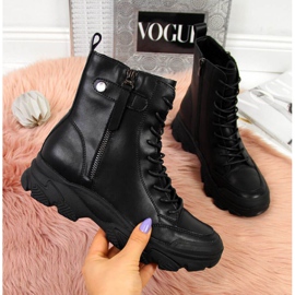 Bottes en cuir sur la plate-forme Goe W II2N4031 noir le noir 1
