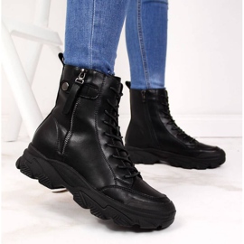 Bottes en cuir sur la plate-forme Goe W II2N4031 noir le noir 2