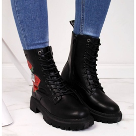 Bottines en cuir avec imprimé Goe W II2N4044 noir blanche le noir rouge 2