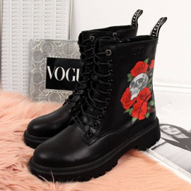 Bottines en cuir avec imprimé Goe W II2N4044 noir blanche le noir rouge 3