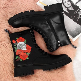 Bottines en cuir avec imprimé Goe W II2N4044 noir blanche le noir rouge 5