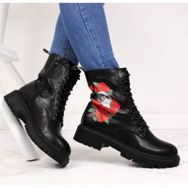 Bottines en cuir avec imprimé Goe W II2N4044 noir blanche le noir rouge 6