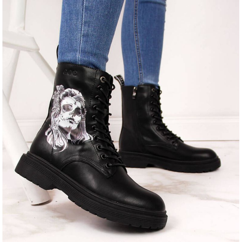 Bottes en cuir Goe W II2N4046 noir le noir 2