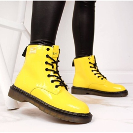 Boots cuir laqué Goe W II2N4054 jaune 2