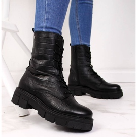 Bottes en cuir Goe II2N4099 W noir le noir 2