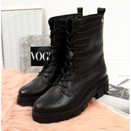 Bottes en cuir Goe II2N4099 W noir le noir 3