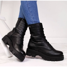 Bottes en cuir Goe II2N4099 W noir le noir 6