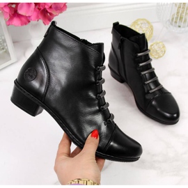 Bottes en cuir, talons hauts, Rieker W Y0769 noir 1