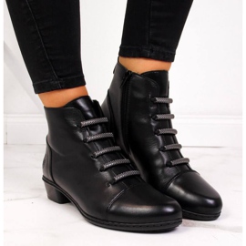 Bottes en cuir, talons hauts, Rieker W Y0769 noir 2