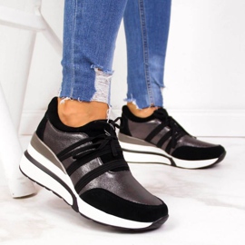 Chaussures en cuir sur un coin T.Sokolski W SCA139 argent noir 2