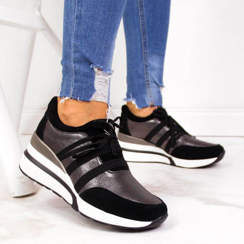 Chaussures en cuir sur un coin T.Sokolski W SCA139 argent noir 2