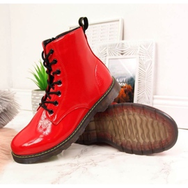 Bottes laquées isolées Miss E Jr EVE251C rouge blanche 2