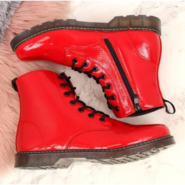 Bottes laquées isolées Miss E Jr EVE251C rouge blanche 3