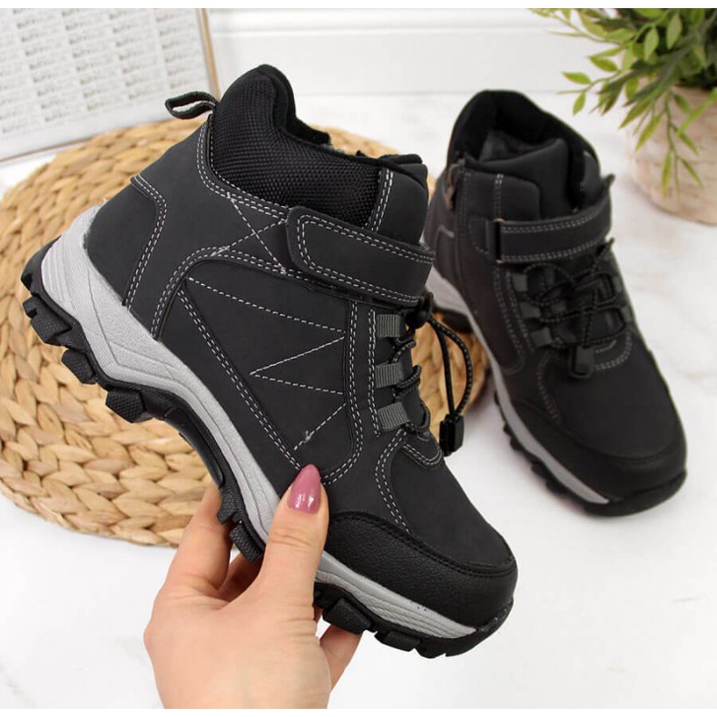 Chaussures de trekking noires Jr EVE321A blanc 1