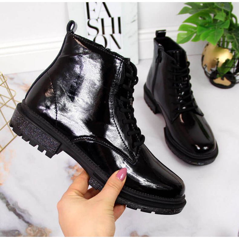 Bottines en cuir verni Filippo W PAW278B noir beige blanche le noir 1