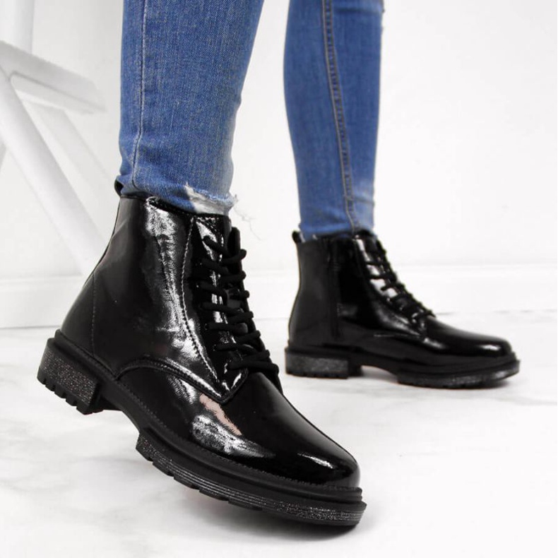 Bottines en cuir verni Filippo W PAW278B noir beige blanche le noir 2