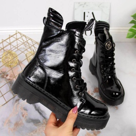 Boots cuir laqué noir Filippo W PAW297 1