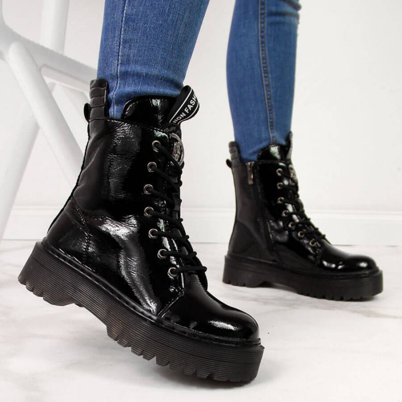 Boots cuir laqué noir Filippo W PAW297 le noir 2