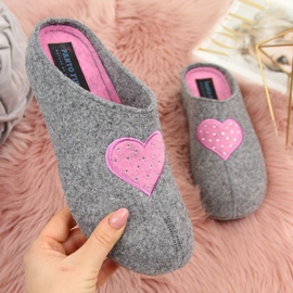 Chaussons coeur feutre Panto Fino W INT1634 gris rose 1
