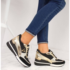 Baskets compensées Vinceza W WM747B noir et or le noir d'or 2