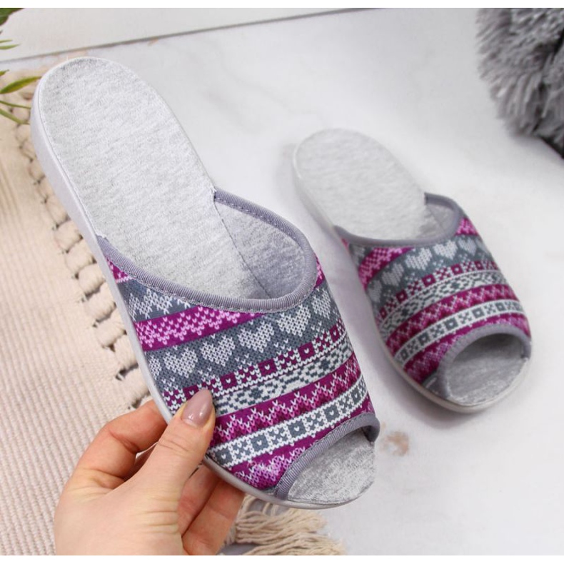 Chaussons d'intérieur W BEF17D Befado gris violet 1