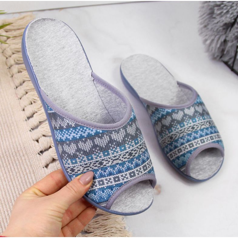 Chaussons d'intérieur Befado W BEF17E gris et bleu 1