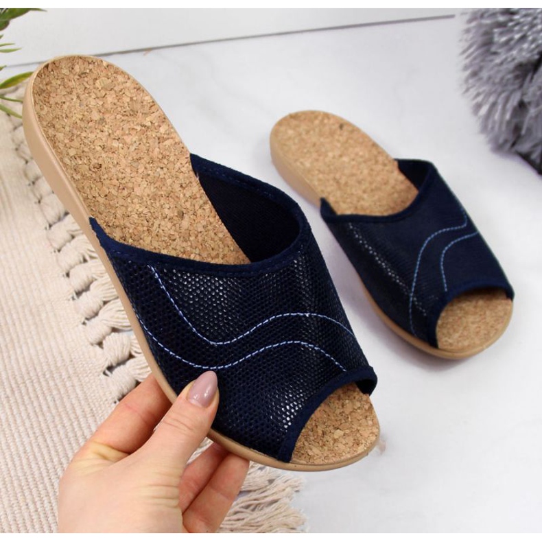 Maison chaussons liège Befado W BEF17F bleu marine 1