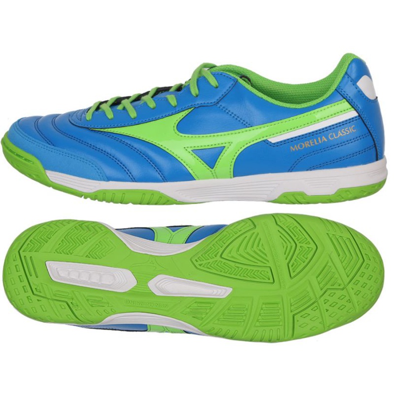 Chaussures de football Mizuno Morelia Sala Classic M Q1GA210230 blanc, bleu, vert bleu 1
