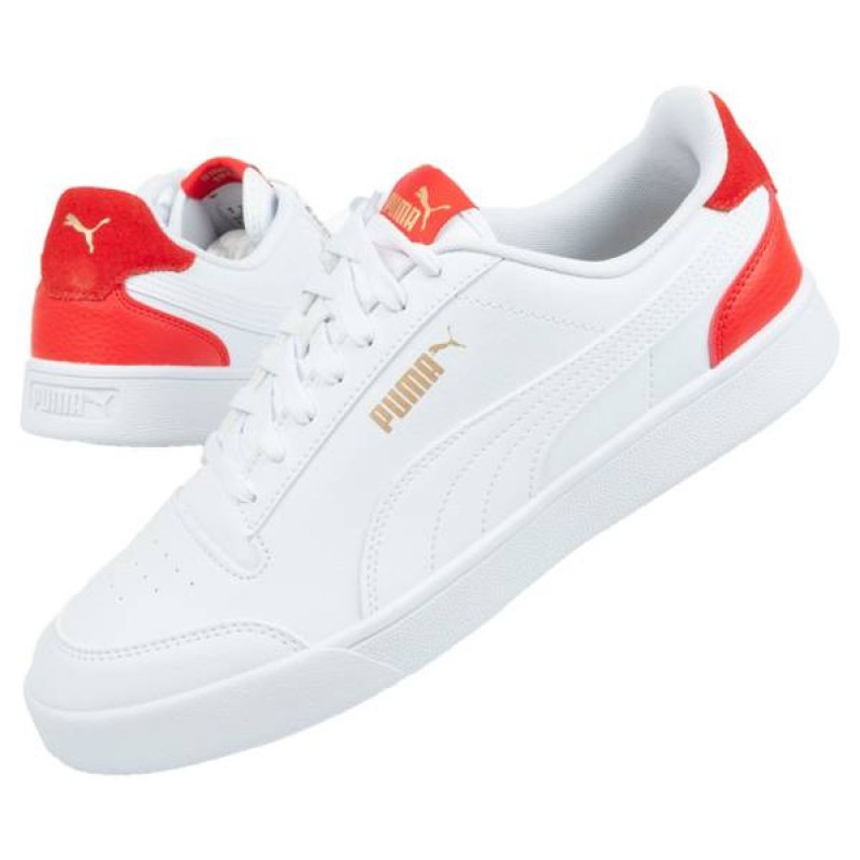 Puma Shuffle M 309668 06 blanche rouge 1 Puma Shuffle M 309668 06 blanche rouge 1