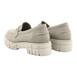 Mocassins en cuir féminin Caprice 24755-28 217 Gray gris 6
