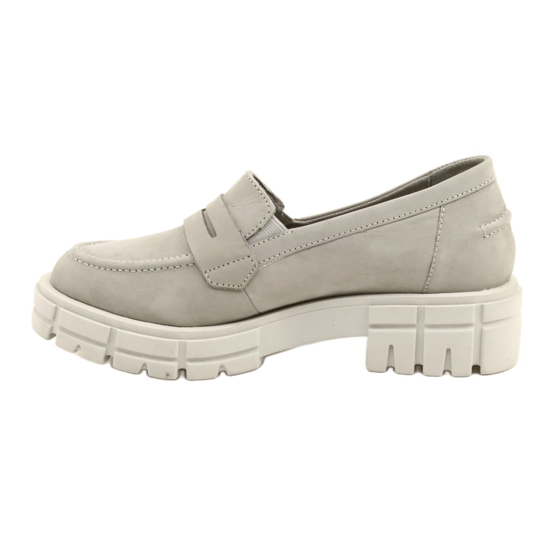 Mocassins en cuir féminin Caprice 24755-28 217 Gray gris 4