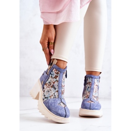 Bottes en cuir sur un poteau massif Maciejka Bleu 05325-06 4